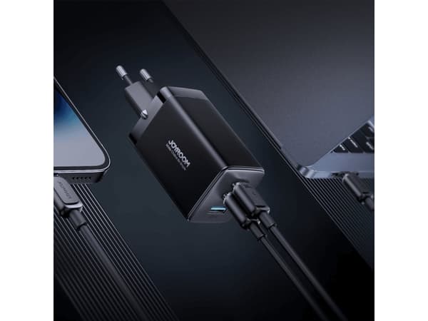 Joyroom laddare TCG01 GaN 65W 2x USB-C, 1x USB-A svart + USB-C/USB-C 100W 1,2 m kabel
