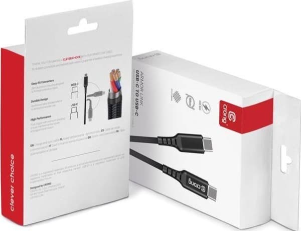 Crong Crong Armor Link USB Cable - 100W 5A USB-C to USB-C Braided Cable 120cm (Black)