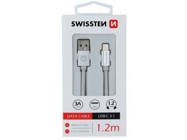 Swissten 71521203, 1,2 m, USB A, USB C, 480 Mbit/s, Valkoinen