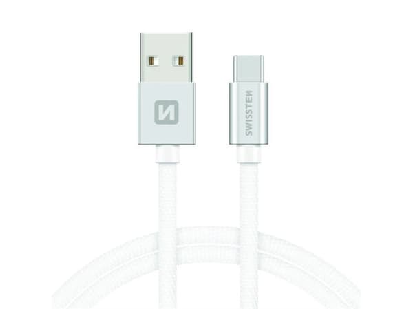 Swissten 71521203, 1,2 m, USB A, USB C, 480 Mbit/s, Valkoinen