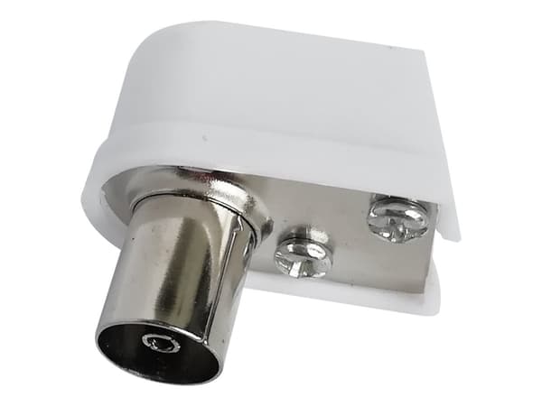DELTACO - Antennekontakt - IEC connector (9.52mm) hunn vinklet til uisolert tråd - koaksial - hvit