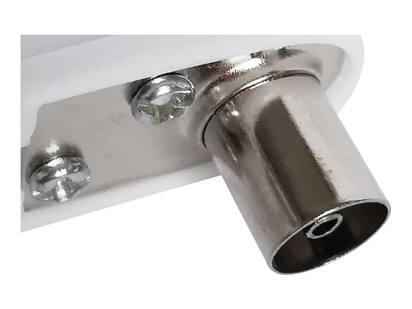DELTACO - Antennekontakt - IEC connector (9.52mm) hunn vinklet til uisolert tråd - koaksial - hvit