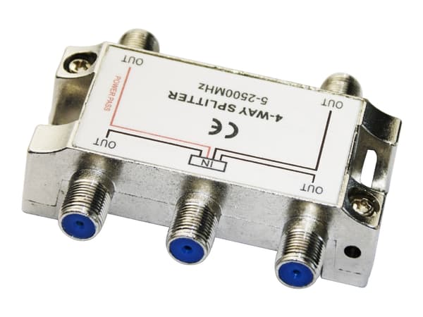 4-way splitter, F-connectors, 1 DC pass, ClassA