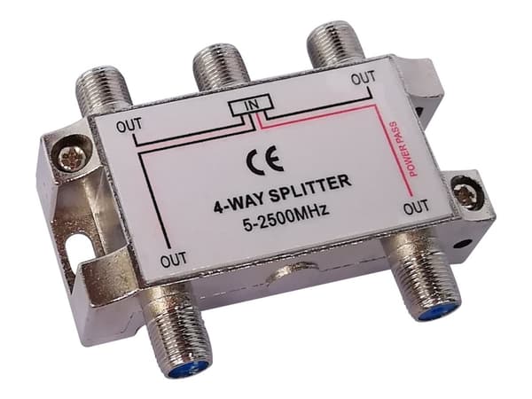 4-way splitter, F-connectors, 1 DC pass, ClassA