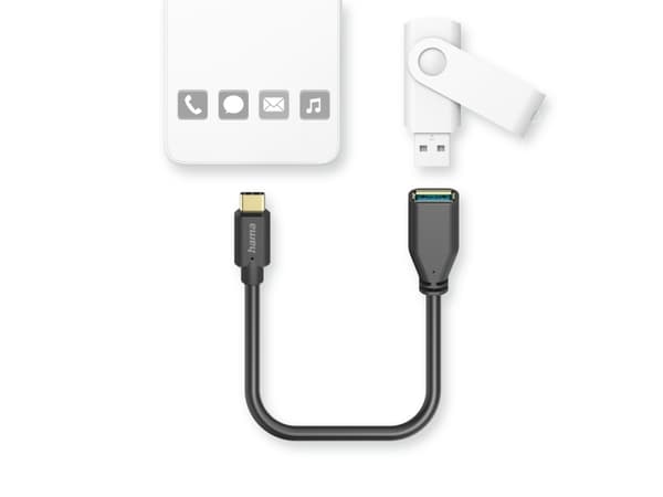 Hama 00201605, 0,15 m, USB C, USB A, USB 3.2 Gen 1 (3.1 Gen 1), 5 Gbit/s, Svart