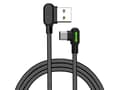 Miniatyrbilde 1 av 2: Mcdodo CA-5280 LED vinklet USB til USB-C-kabel, 3m (svart)