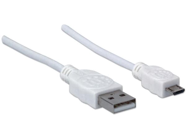 Manhattan USB-A - microUSB-kabel 0,6 m Vit (326568)