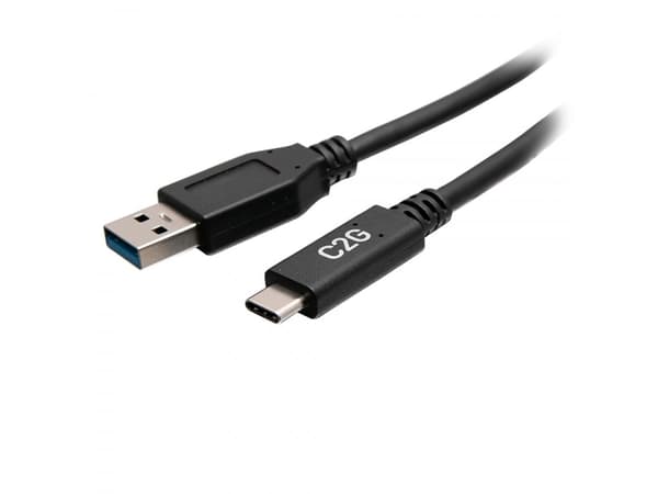 C2G 6in USB-C to USB-A SuperSpeed USB 5Gbps Cable M/M - USB-kabel - USB-type A (hann) til 24 pin USB-C (hann) - USB 3.2 Gen 1 - 30 V - 3 A - 15 cm -