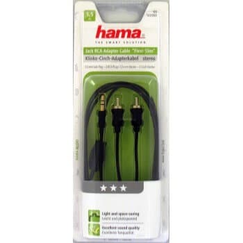 Hama Kabel Audio 3.5mm-2xRCA Flexislim Guld Svart 1.5m