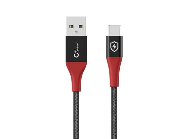 MicroConnect - USB-kabel - USB (hann) til 24 pin USB-C (hann) - 5 V - 3 A - 1.5 m - Safe Charge, Data Blocker - svart, rød