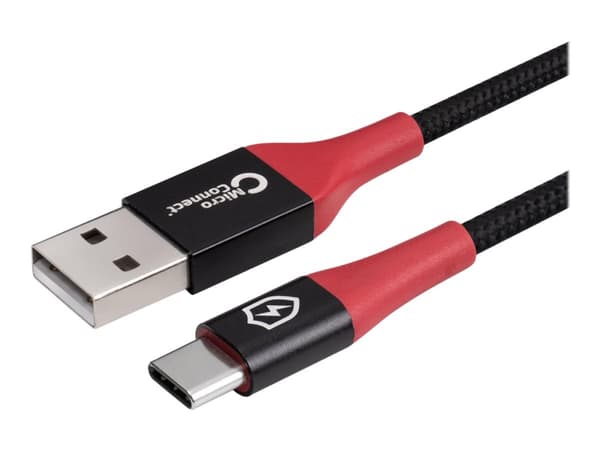MicroConnect - USB-kabel - USB (hann) til 24 pin USB-C (hann) - 5 V - 3 A - 1.5 m - Safe Charge, Data Blocker - svart, rød