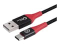 Miniatyrbilde 2 av 5: MicroConnect - USB-kabel - USB (hann) til 24 pin USB-C (hann) - 5 V - 3 A - 1.5 m - Safe Charge, Data Blocker - svart, rød