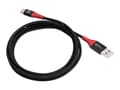 Miniatyrbilde 1 av 5: MicroConnect - USB-kabel - USB (hann) til 24 pin USB-C (hann) - 5 V - 3 A - 1.5 m - Safe Charge, Data Blocker - svart, rød