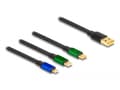 Miniatyrbild 4 av 5: Delock - USB-kabel - USB (hane) till mikro-USB typ B, 24 pin USB-C (hane) - USB 2.0 - 10 V - 3 A - 1.13 m - indragbar, platt, up to 480 Mbps - svart