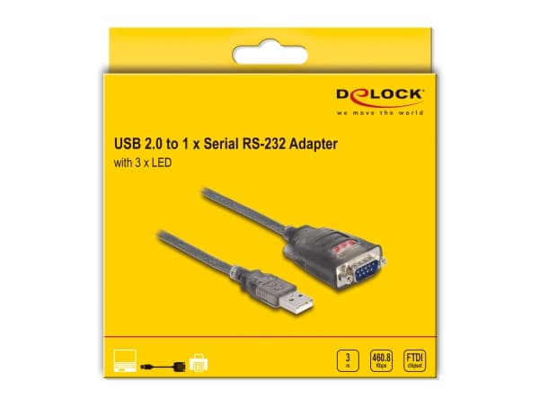 Delock - Seriell adapter - USB 2.0 - RS-232 - transparent