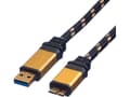 Miniatyrbild 1 av 2: ROLINE 11.02.8878, 0,8 m, USB A, Micro-USB B, USB 3.2 Gen 1 (3.1 Gen 1), Hane/Hane, Svart, Guld