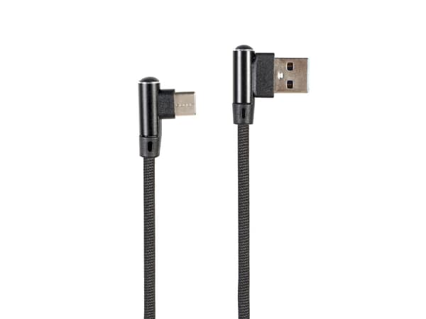 Cablexpert Premium jeans (denim) - USB-kabel - 24 pin USB-C (hane) vinklad (hane) vinklad - USB 2.0 - 2.1 A - 1 m - svart