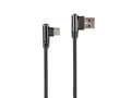 Miniatyrbild 2 av 5: Cablexpert Premium jeans (denim) - USB-kabel - 24 pin USB-C (hane) vinklad (hane) vinklad - USB 2.0 - 2.1 A - 1 m - svart