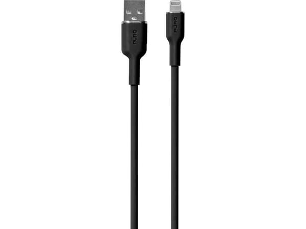 PURO PUCAPLTICONBLK, 1,5 m, Lightning, USB A, Hankoppling, Hankoppling, Svart