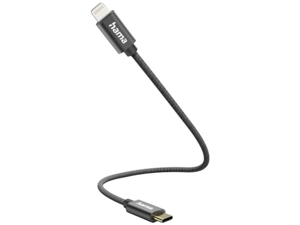 Hama 00201601, 0,2 m, Lightning, USB C, Hankjønn, Hankjønn, Sort