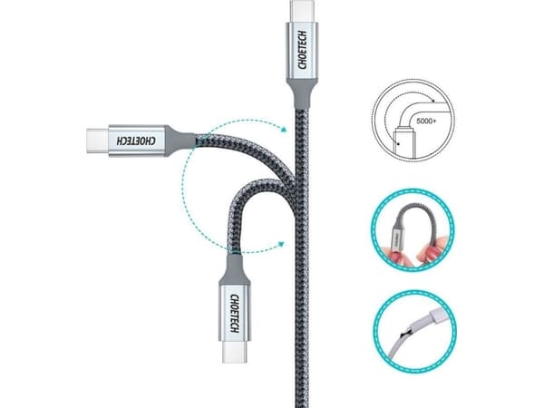 Choetech USB-C - USB-C 1,8 m USB-kabel Silver (6971824973099)