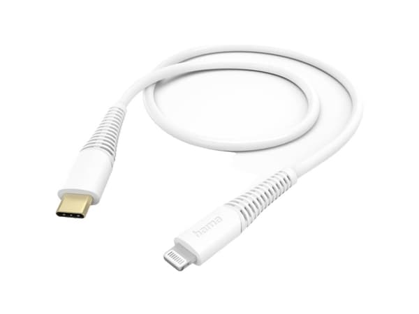 Hama 00201603, 1,5 m, Lightning, USB C, Hankjønn, Hankjønn, Hvit