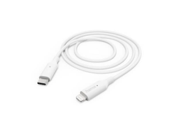 Hama 00201598, 1 m, Lightning, USB C, Uros, Uros, Valkoinen