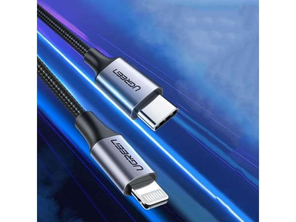 Ugreen 70523, 1 m, Lightning, USB C, Hankjønn, Hankjønn, Sølv