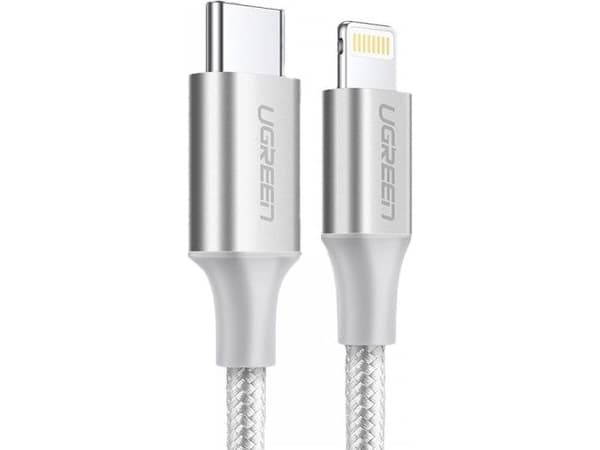 Ugreen 70523, 1 m, Lightning, USB C, Hankjønn, Hankjønn, Sølv