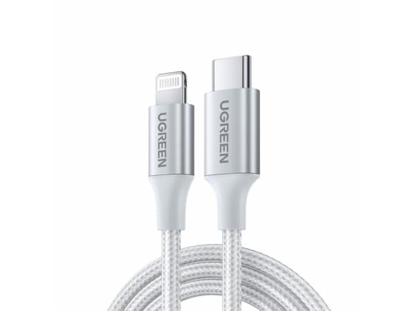 Ugreen 70523, 1 m, Lightning, USB C, Hankjønn, Hankjønn, Sølv
