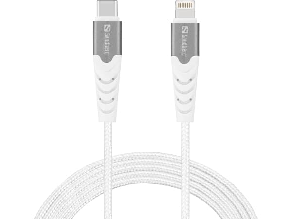 Sandberg - Lightning-kabel - 24 pin USB-C hann til Lightning hann - 2 m - MFI-sertifisert - hvit - USB Power Delivery