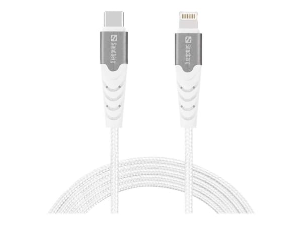Sandberg - Lightning-kabel - 24 pin USB-C hann til Lightning hann - 2 m - MFI-sertifisert - hvit - USB Power Delivery
