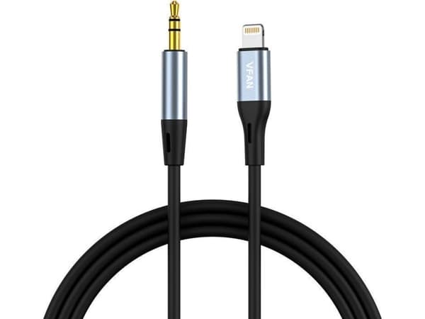 Vipfan L05 Lightning to mini jack 3.5mm AUX cable, 1m (gray)