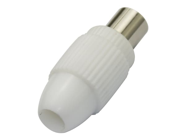 DELTACO - Antennekontakt - IEC connector (9.52mm) hunn til uisolert tråd - koaksial - hvit - analog/digital