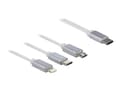 Pikkukuva 4 / 4: DeLOCK 85844, 0,98 m, Micro-USB B, 2 x Micro-USB B/Lightning, USB 2.0, Hopea, Valkoinen
