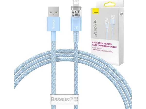 Baseus Explorer USB till Lightning snabbladdningskabel 2.4A 1M (blå)