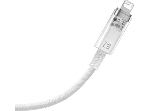 Baseus USB-A till Lightning Explorer Series 2 m, 2,4 A snabbladdningskabel (vit)