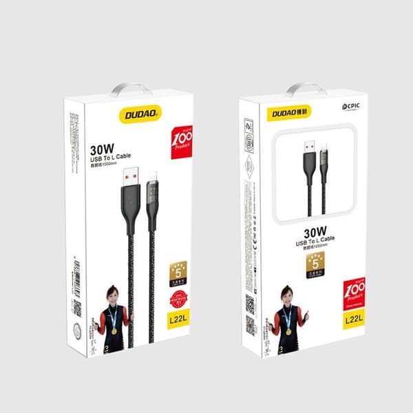 Dudao Snabb USB-A till Lightning kabel 30W 1m - Grå