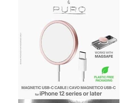 Puro-lader PURO magnetisk ladekabel USB-C MagSafe 15W trådløs lader (rosa)