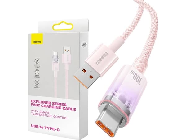 USB-kaapeli Baseus USB-A - USB-C 1 m vaaleanpunainen (CATS010504)