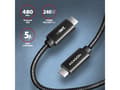 Miniatyrbilde 2 av 5: AXAGON BUCM2-CM10AB ladekabel, USB-C til USB-C 2.0, 1 m, PD 240 W 5 A, ALU - Sort (BUCM2-CM10AB)