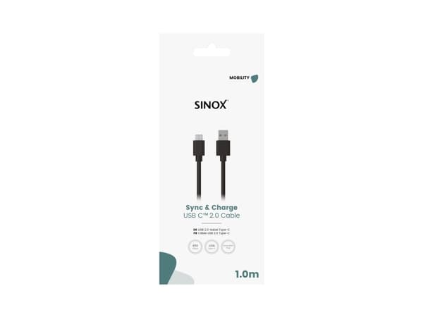 Sinox SOE05061, 1 m, USB C, USB A, USB 2.0, 0,48 Gbit/sek, Sortera