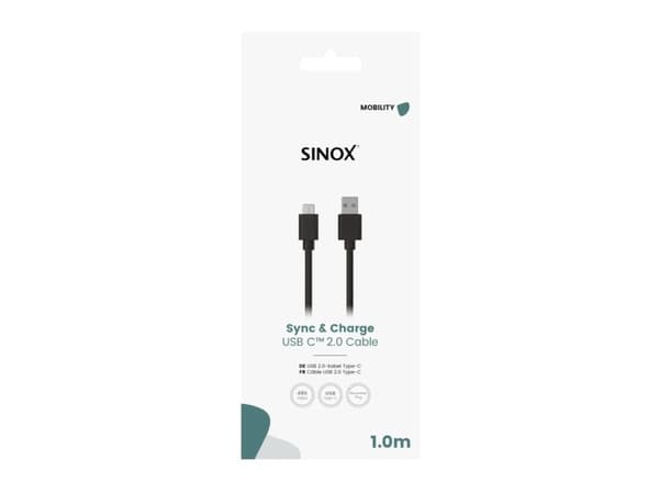 Sinox SOE05061, 1 m, USB C, USB A, USB 2.0, 0,48 Gbit/sek, Sortera