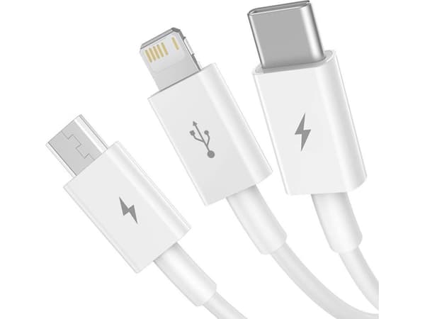 Baseus SUP0003529, 1 m, USB A, USB C/Micro USB-A/Lightning, USB 3.2 Gen 1 (3.1 Gen 1), Vit