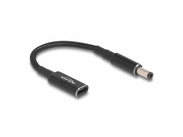 Delock - Strømadapter - 24 pin USB-C (hunn) til 5,5 x 2,1 mm DC-jakk (hann) - 19.5 V - 3 A - 15 cm - svart