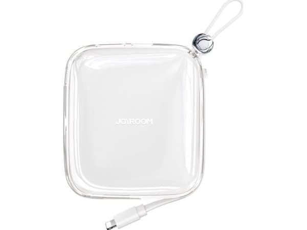 Joyroom powerbank 10000mAh Jelly Series 22,5W med innebygd Lightning-kabel hvit (JR-L003)