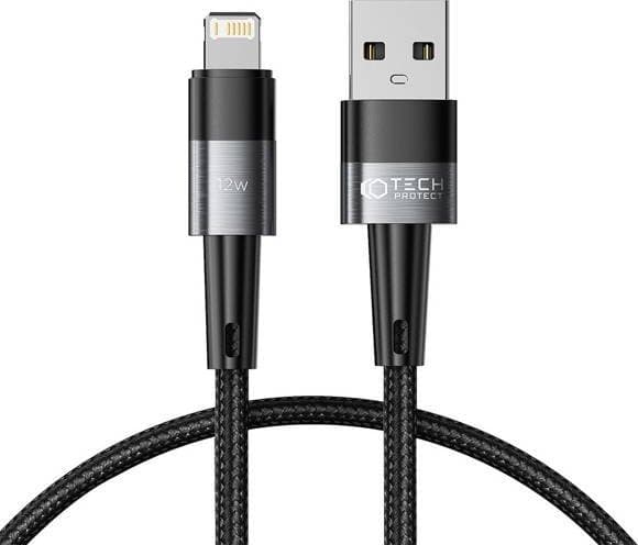 Kabel USB Tech-Protect USB-A - Lightning 0.25 m Czarny (THP2007)