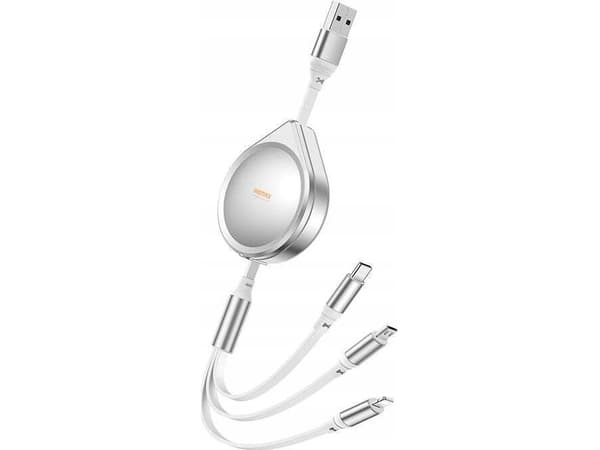 Kabel USB Remax KABEL REMAX DRIP SERIES 15W 3IN1 USB-C/MICRO/LIGHTNING RC-C018 SILVER