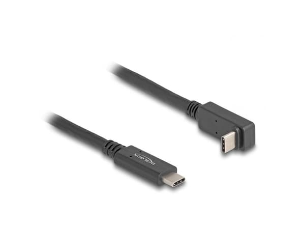 Delock - USB-kabel - 24 pin USB-C (hane) till 24 pin USB-C (hane) vinklad - USB 3.2 Gen 2 - 3 A - 1 m - USB Power Delivery (60W), 4K144 Hz (3840 x 21