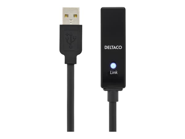 DELTACO USB2-EX10M - USB-forlengelseskabel - USB (hann) til USB (hunn) - USB 2.0 - 10 m - aktiv